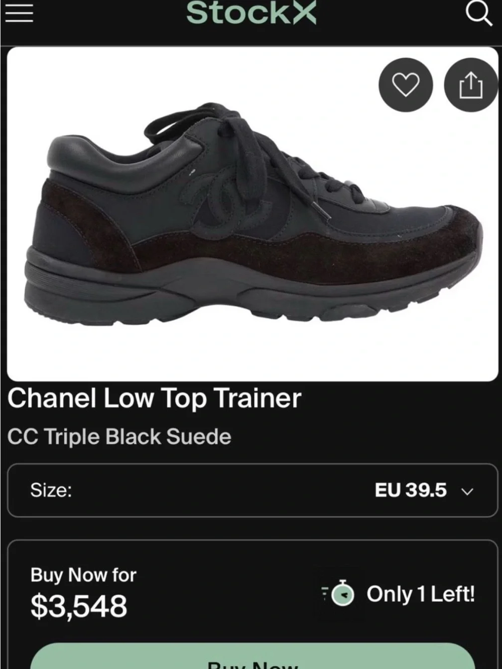 Chanel Men's Black Suede & Leather Sneaker